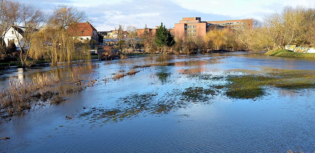 Die Bode steigt seit Mittwoch in Staßfurt wieder.