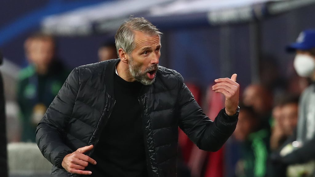 RB-Trainer Marco Rose beim Spiel gegen Real Madrid vorige Saison: "Das ist Champions League!"