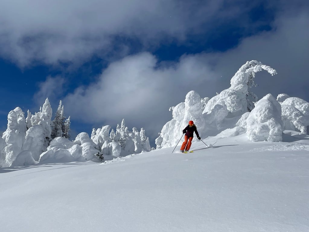 Mitten drin im Schnee, abseits der Piste. Wie hier in Sun Peaks dürfen Skifahrer präparierte Bereiche verlassen.