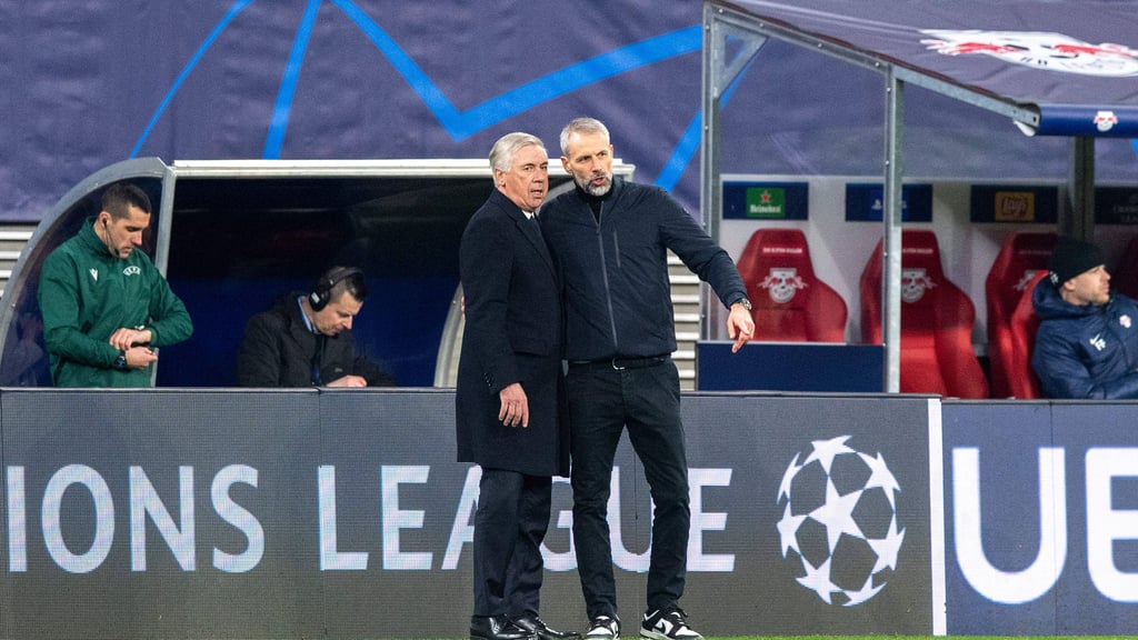 Marco Rose und Carlo Ancelotti hatten sich einiges zu sagen bei RB gegen Madrid.