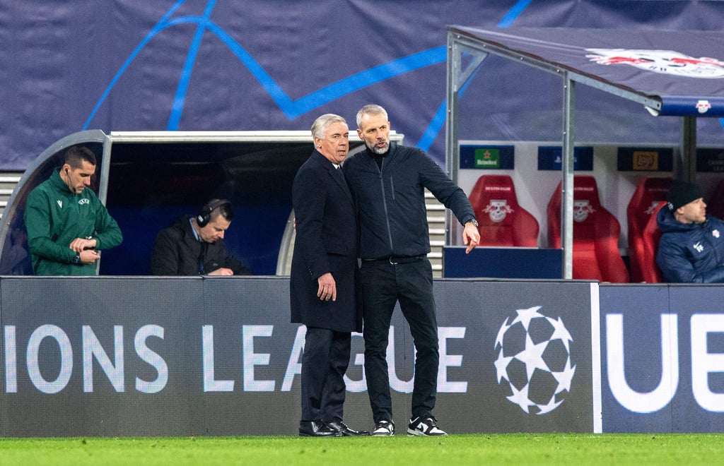 Marco Rose und Carlo Ancelotti hatten sich einiges zu sagen bei RB gegen Madrid.