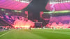 Choreo und Pyrotechnik im ausverkauften Gäste-Fanblock des 1. FC Magdeburg beim Spiel bei Hertha BSC Berlin.