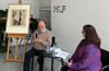 Christoph Klumpp erzählt im Gespräch mit Museumsdirektorin Adina Rösch von seinem Vater Hermann Klumpp und dessen Freundschaft zu Lyonel Feininger.