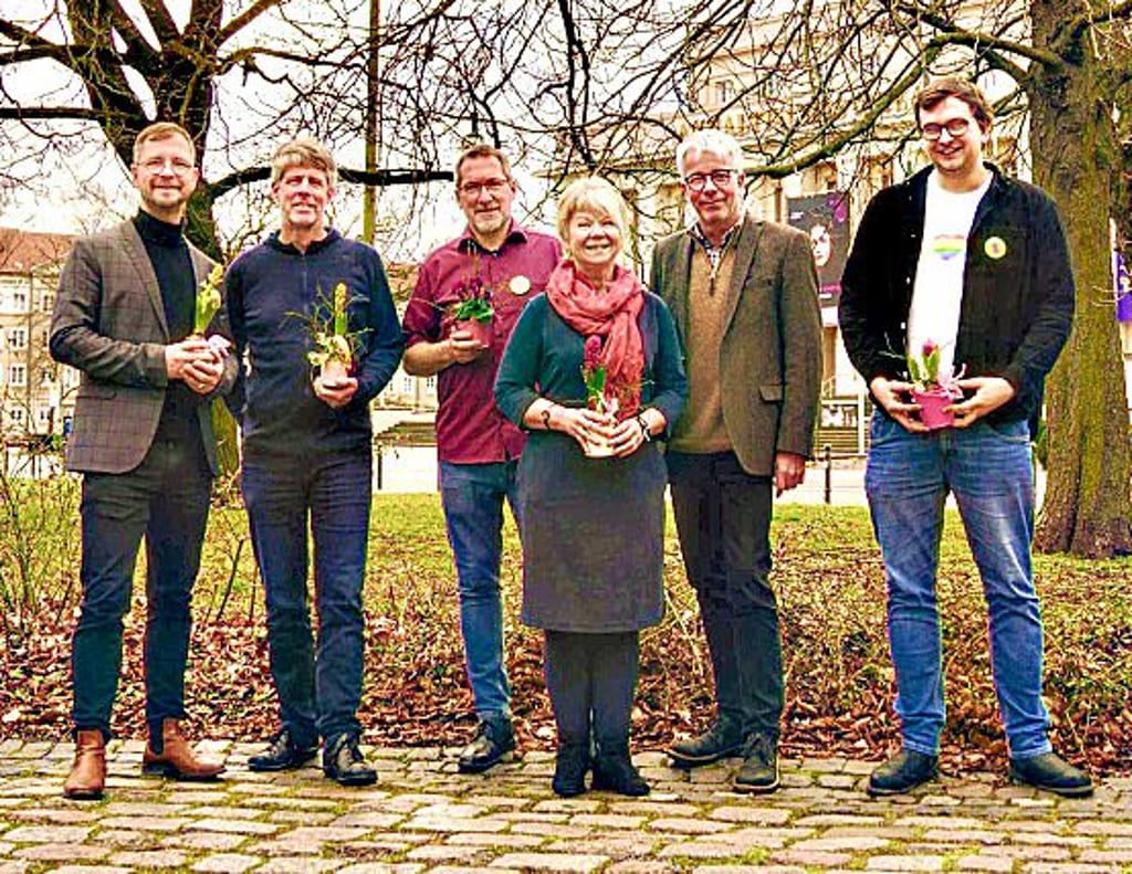 Die Erstplatzierten der Listen in den Wahlbereichen I bis VI (v.l.): Bastian George, Stephan Marahrens, Christoph Kaßner, Cornelia Lüddemann, Ralf-Peter Weber, Jean-Luc Ahlgrimm