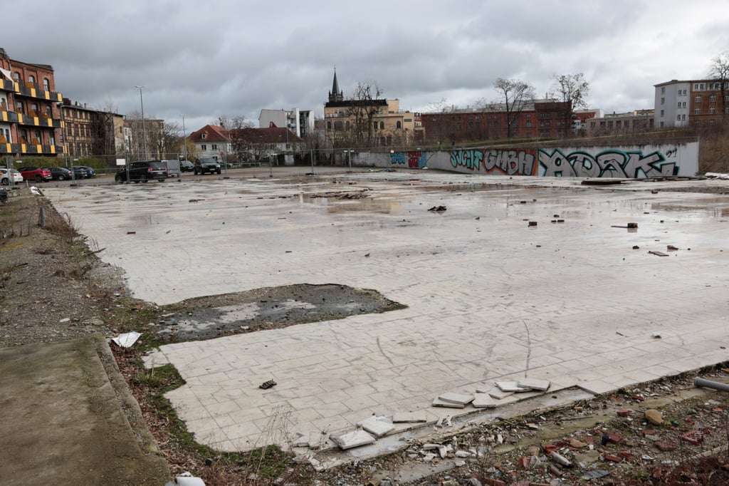 Die Überreste der ehemaligen Filiale von Aldi Nord in Magdeburg.