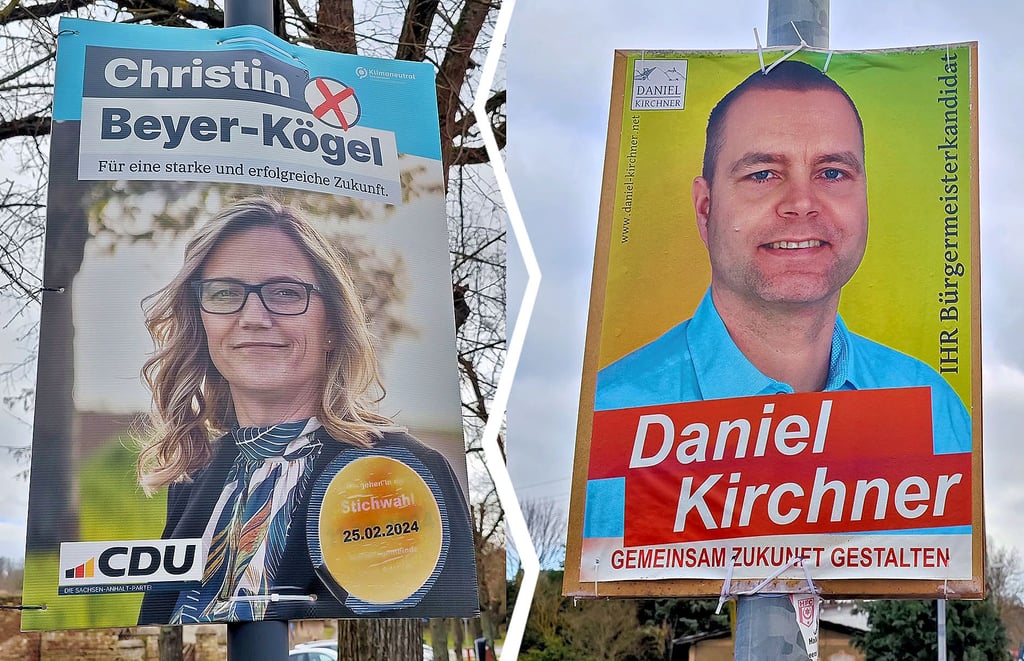 Christin Beyer-Kögel und Daniel Kirchner stehen am Sonntag in Allstedt in der Stichwahl um das Bürgermeisteramt.