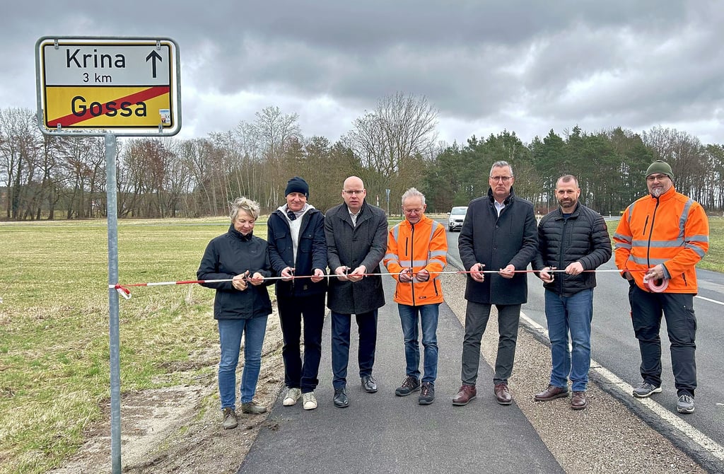 Verkehrsfreigabe Neubau Radweg zwischen Gossa und Krina Treffpunkt, Ortsausgang Gossa in Richtung Krina