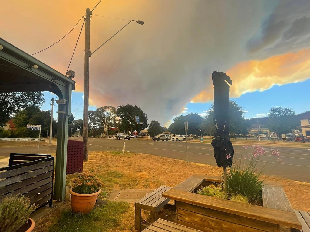 In der australischen Stadt Ballarat ist das heftige Buschfeuer aus der Ferne zu sehen.