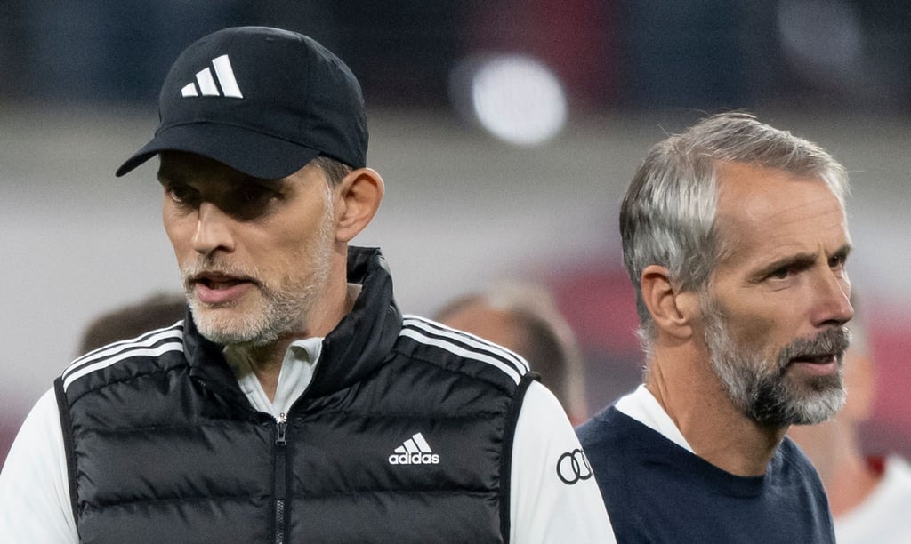 Bayern-Trainer Thomas Tuchel (l) und RB-Coach Marco Rose treffen am Samstag mit ihren Mannschaften aufeinander.