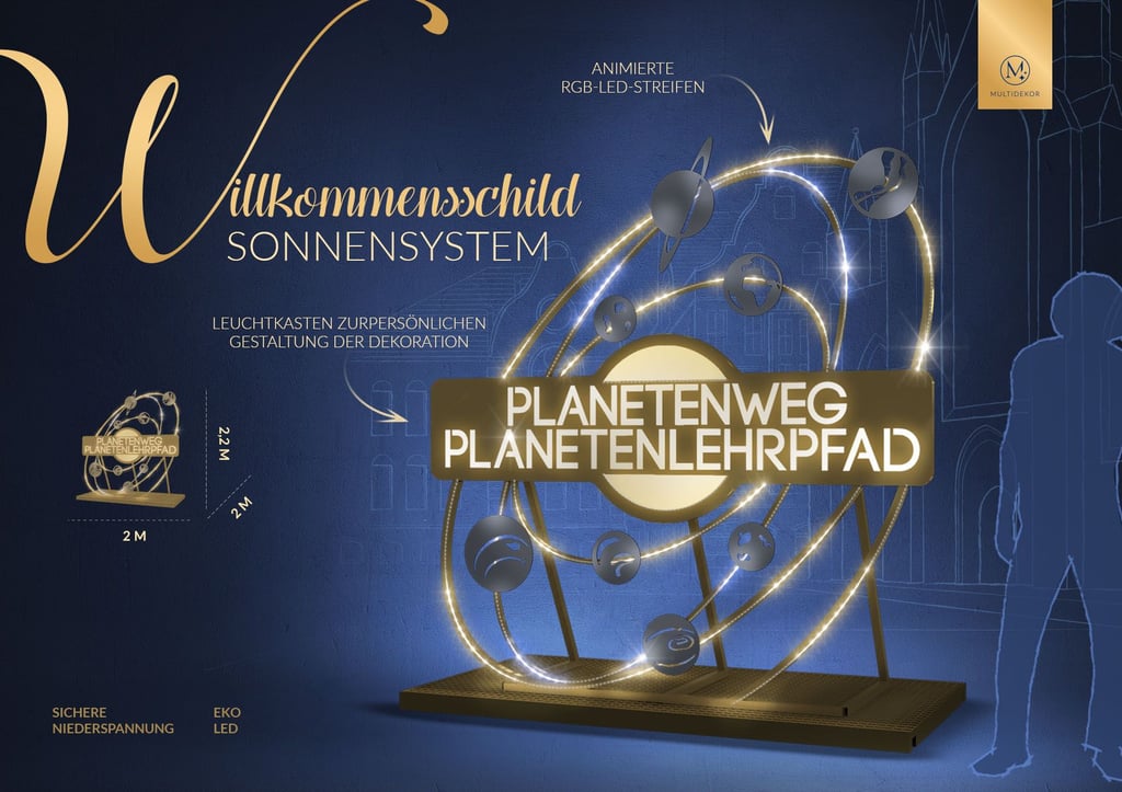 So könnte das Leuchtende Sonnensystem am Eingang aussehen.