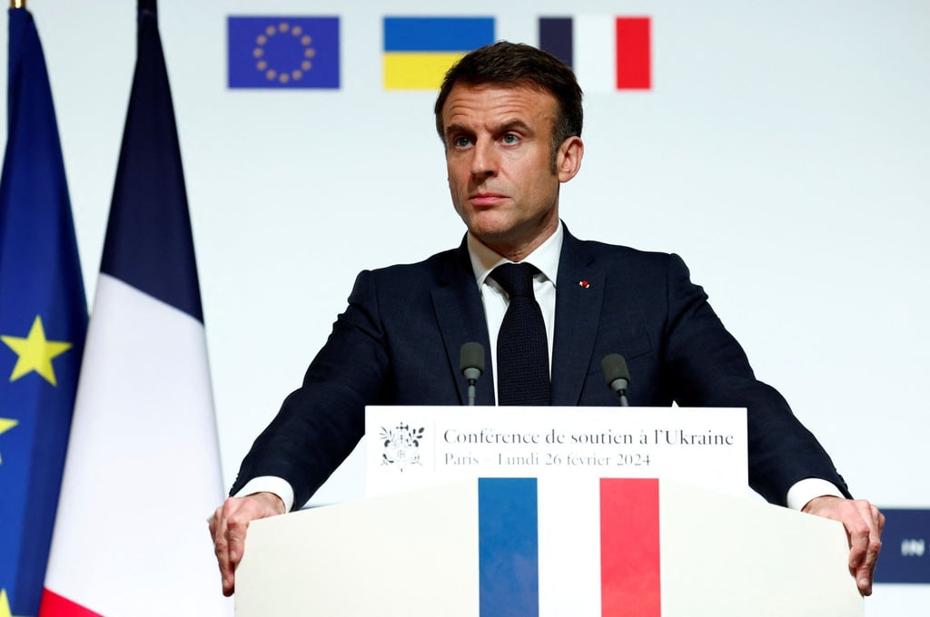 „Wir werden alles tun, was nötig ist, damit Russland diesen Krieg nicht gewinnen kann“: Frankreichs Präsident Emmanuel Macron.