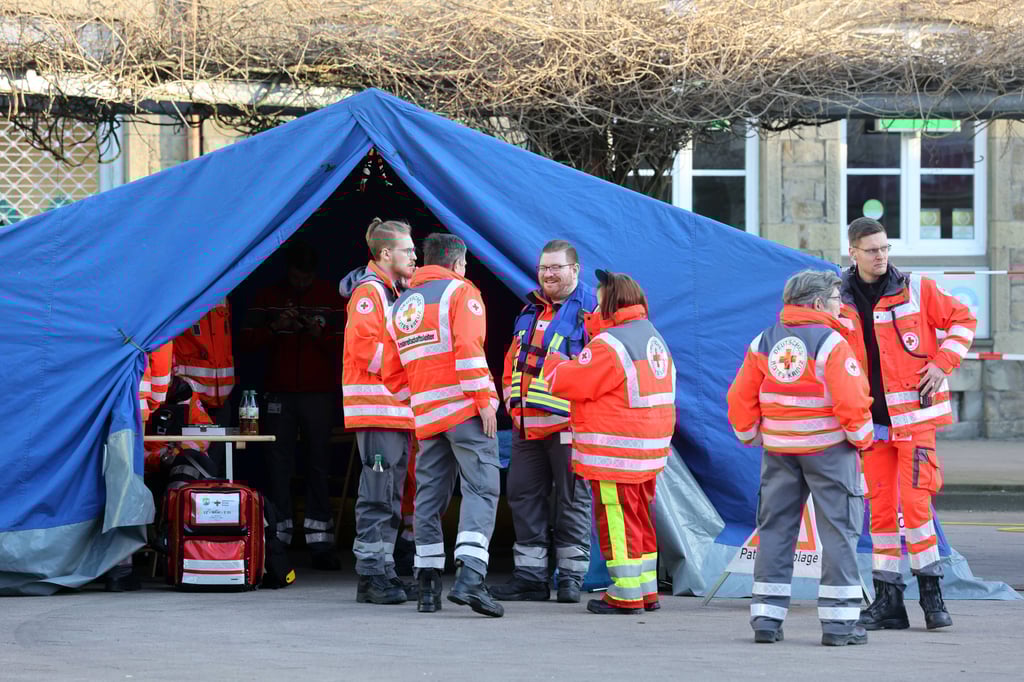 Helfer des Deutschen Roten Kreuzes bei einer Großveranstaltung. Der Aufbau von Medizinischen Task Forces für den Katastrophenfall im Land stockt.