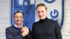 Beim 1. FC Magdeburg hat sich am Freitag Martin Geisthardt (r.) als neuer kaufmännischer Geschäftsführer vorgestellt. Hier mit FCM-Sportchef Otmar Schork.