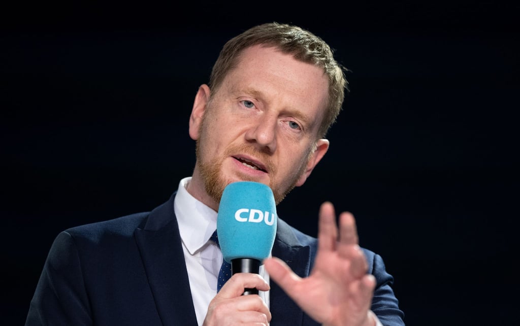 Michael Kretschmer, Ministerpräsident von Sachsen, spricht.