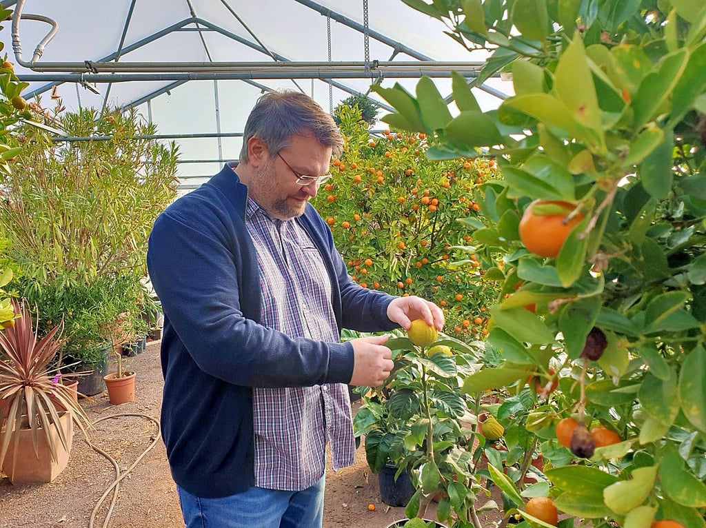 Stefan Gradzielski in einem seiner Gewächshäuser