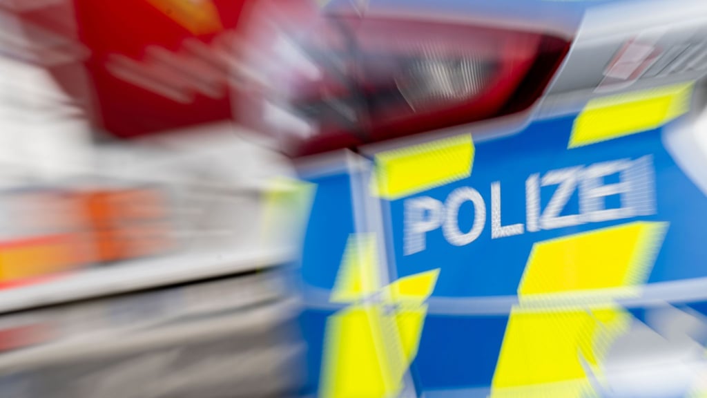Ein Polizeifahrzeug steht auf dem LKW-Parkplatz Plötzetal an der A14.