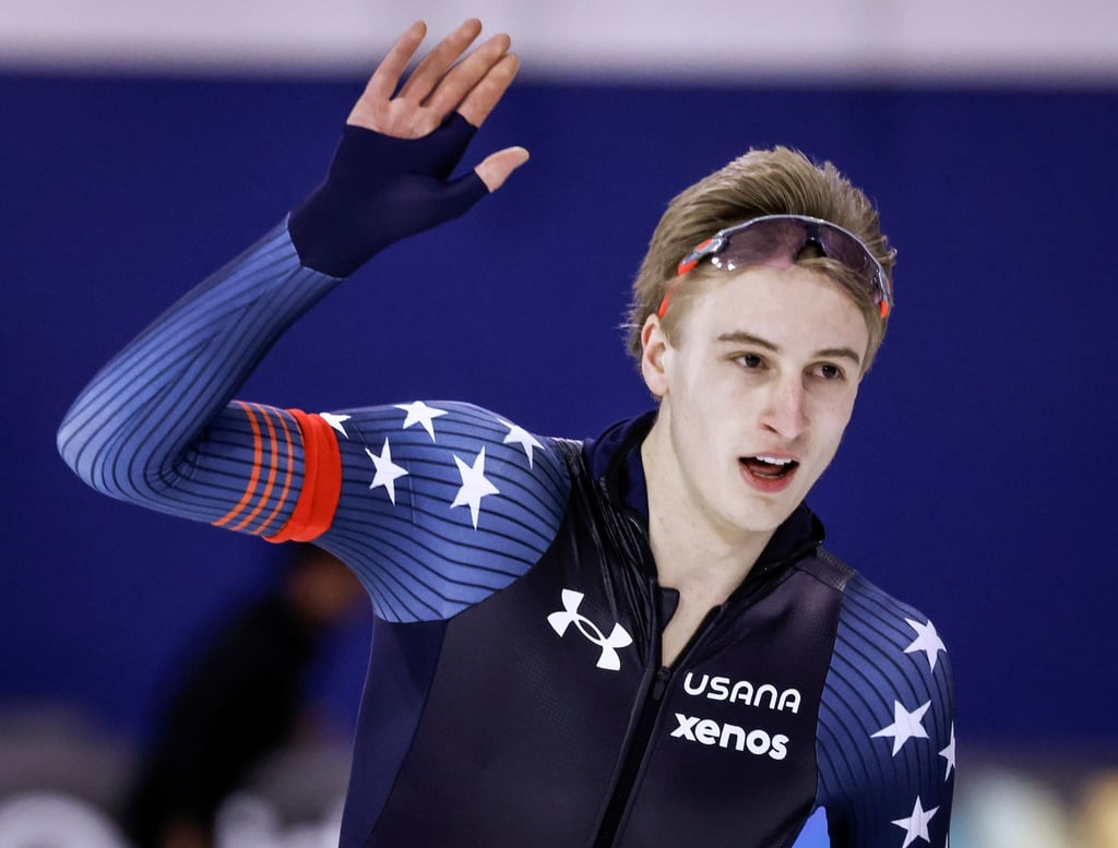 US-Star Jordan Stolz gewann bei der WM in Calgary drei Titel.