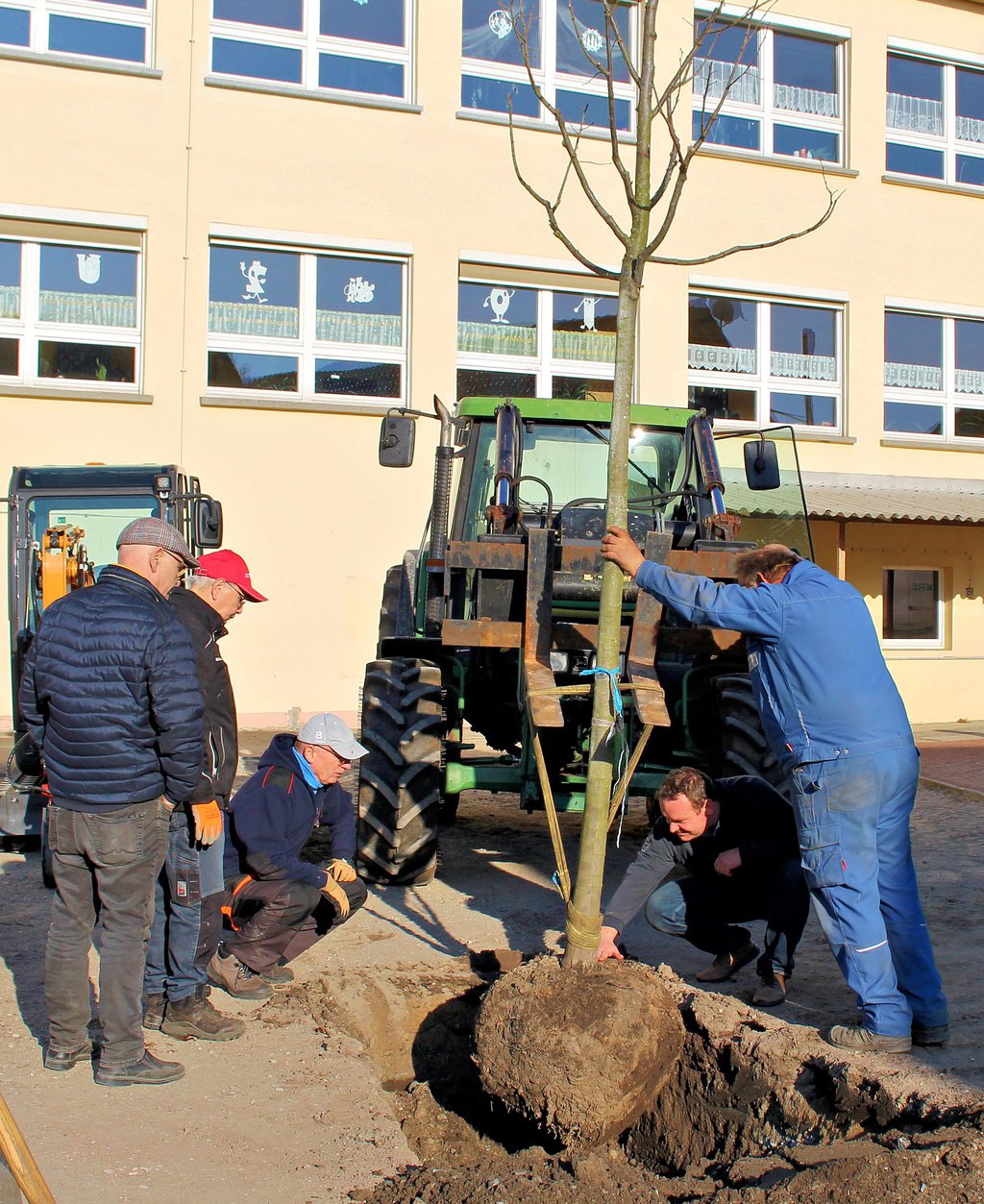 Von Mitgliedern des Zerbster Lions Clubs wurden zwei Bäume auf dem Schulhof der Walternienburger Grundschule gepflanzt.