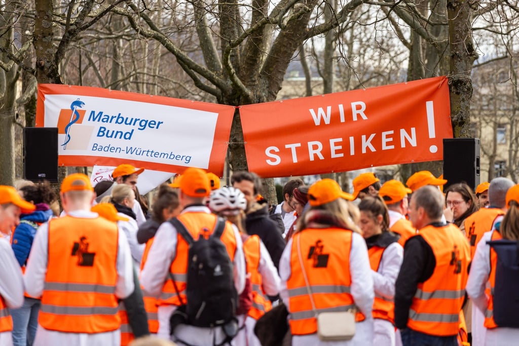 Ärztinnen und Ärzte protestieren mit einer Kundgebung.