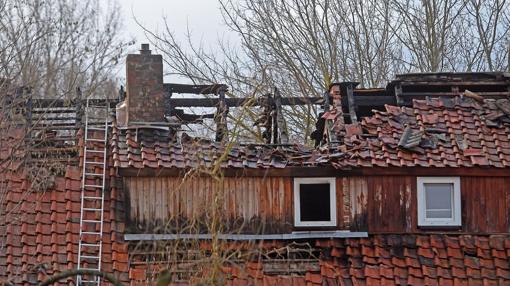 Das Haus in Gatersleben nach der Brandnacht.