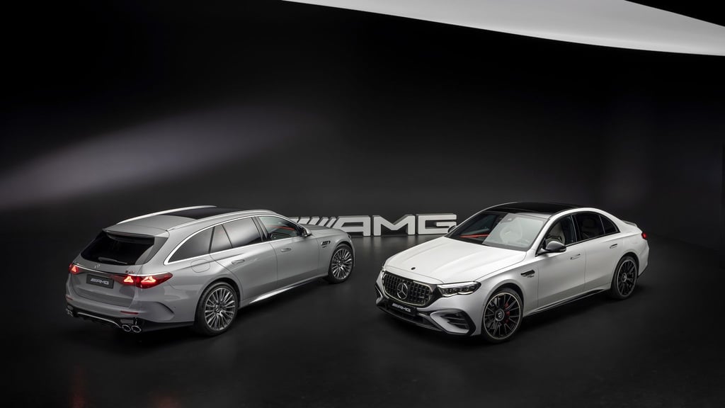 Kombi (l.) und Limousine mit Plug-in-Antrieb: Mercedes bringt die neue E-Klasse im Sommer wieder als AMG-Modell in den Handel.
