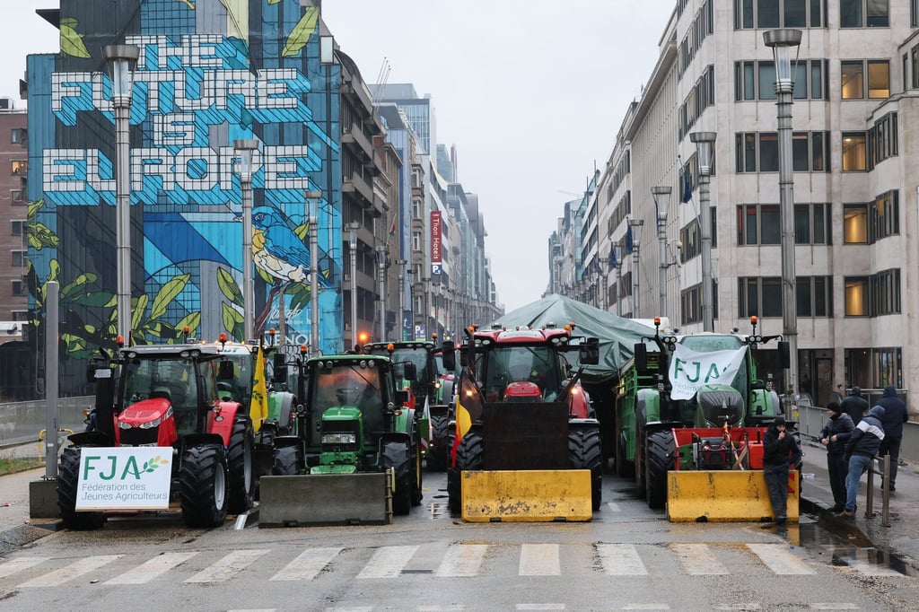 Bauernprotest in Brüssels EU-Viertel.