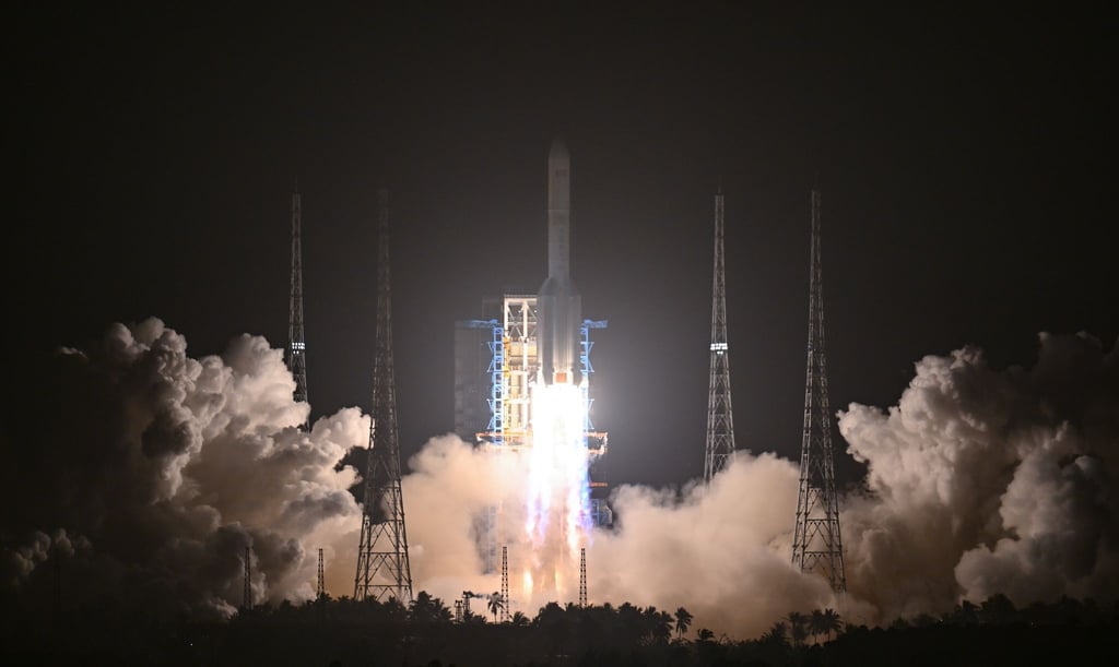 Eine Trägerrakete von Typ Langer-Marsch-5-Y7 startet vom Weltraumbahnhof Wenchang Spacecraft Launch Site in der südchinesischen Provinz Hainan.