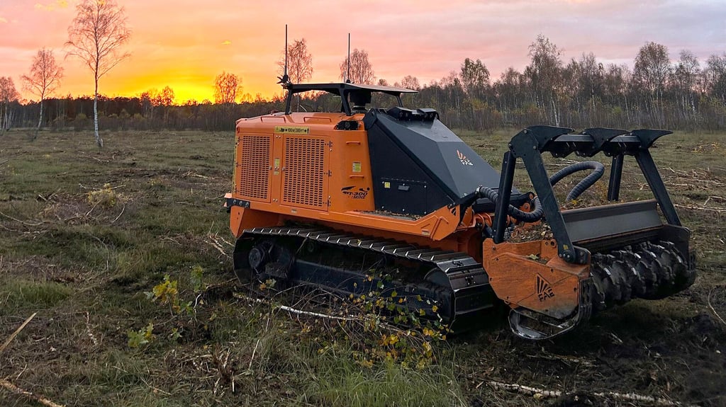 Naturschutz unter erschwerten Bedingungen: Eingesetzte Maschinen wie die Raupe hatten zum Schutz vor möglichen Kampfmittel-Detonationen gepanzerte Bodenplatten. Das verbaute Schutzglas war splittersicher.