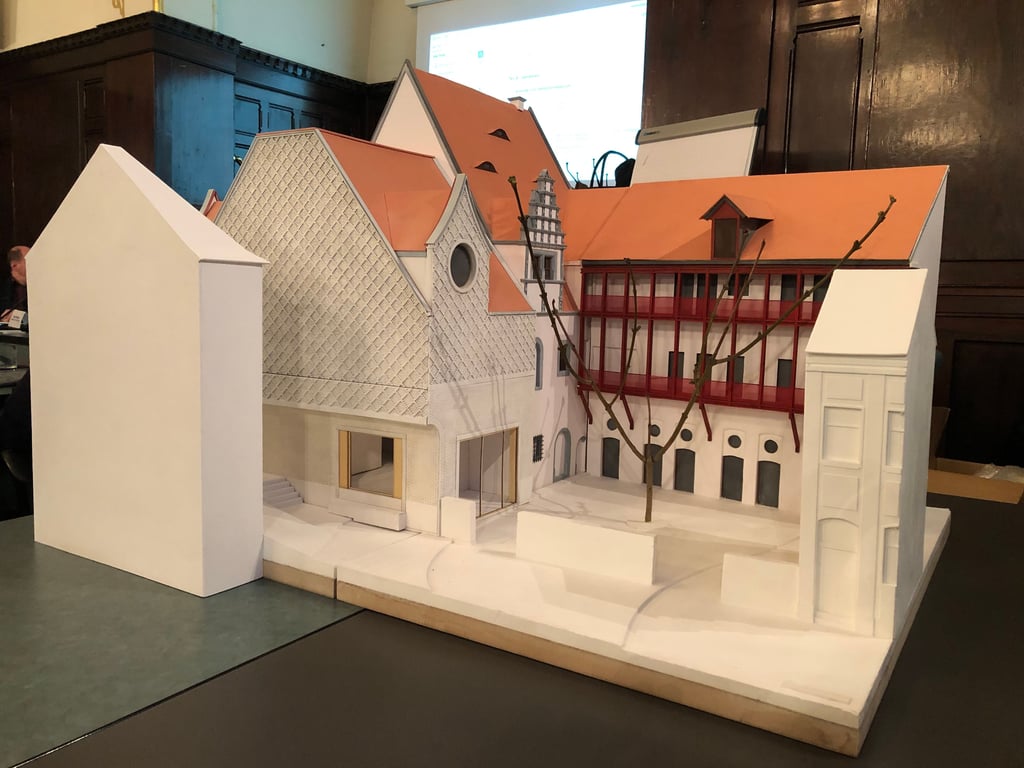 Dieses Modell des künftigen Schütz-Hauses wurde jetzt im Weißenfelser Ausschuss für Stadtentwicklung gezeigt.