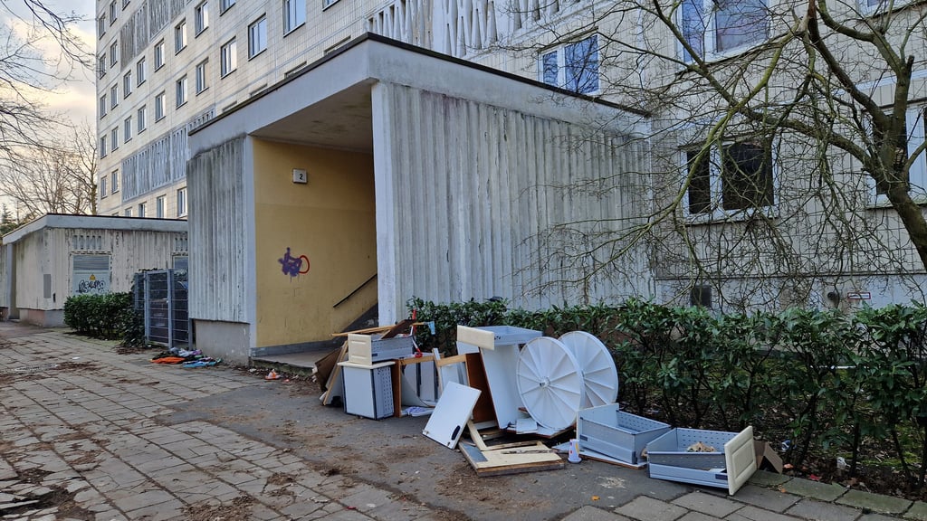 Abgelegter Sperrmüll im Wippraer Weg in Halle-Neustadt.
