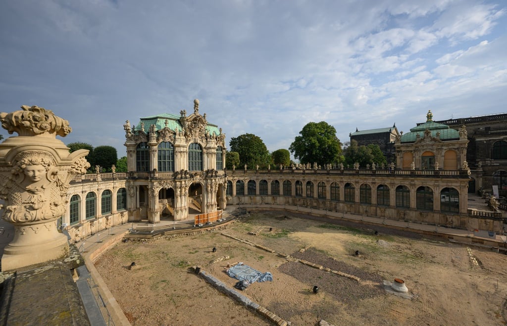 Blick auf die Baustelle im Dresdner Zwinger.