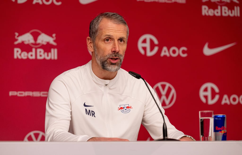 Marco Rose auf der Pressekonferenz von RB Leipzig.