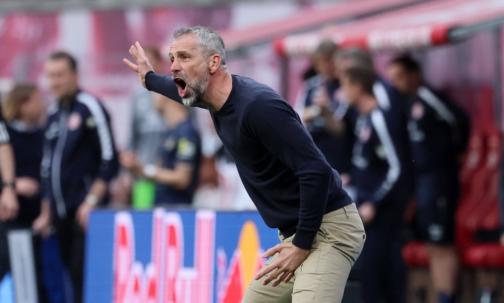 RB-Trainer Marco Rose beim Spiel gegen Mainz in Rage