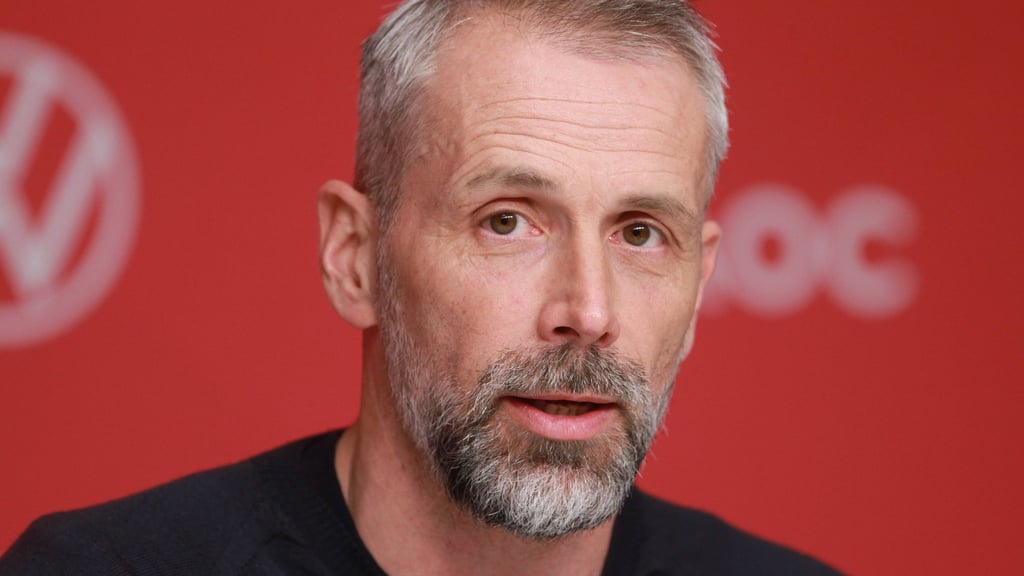 Marco Rose auf der Pressekonferenz von RB Leipzig.