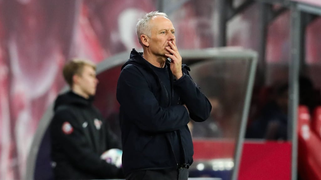 Christian Streich beim Hinspiel vom SC Freiburg gegen RB Leipzig.