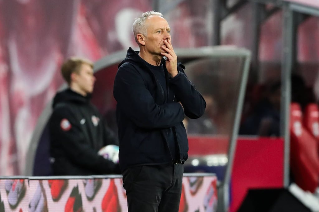 Christian Streich beim Hinspiel vom SC Freiburg gegen RB Leipzig.