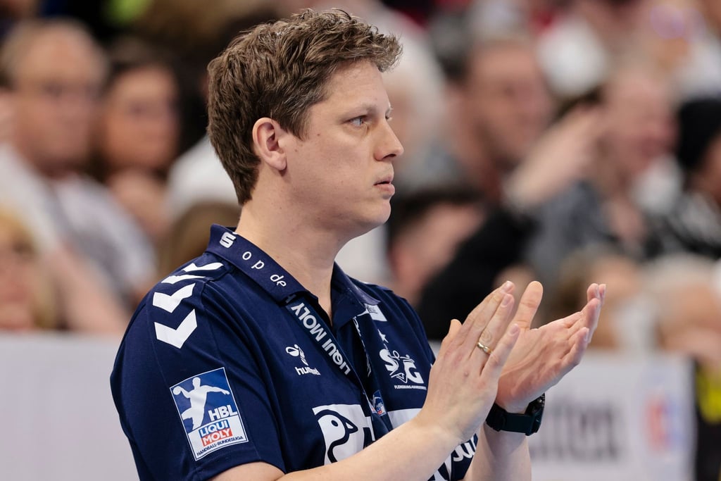 Trainer Nicolej Krickau und Flensburg-Handewitt trennten sich 25:25 mit der MT Melsungen.