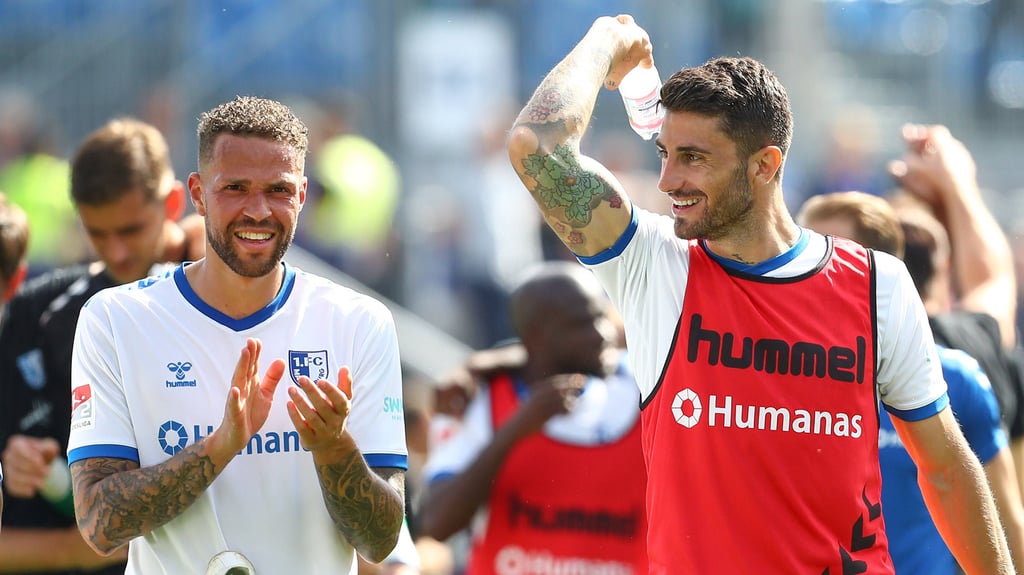 Luc Castaignos und Cristiano Piccini in gemeinsamen Tagen beim 1. FC Magdeburg: Nach der Verletzung des Niederländers wünschte der Italiener bei Instagram gute Besserung.