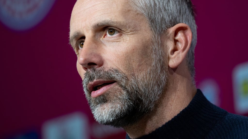 Trainer Marco Rose von Leipzig nimmt nach dem Spiel an einer Pressekonferenz teil.