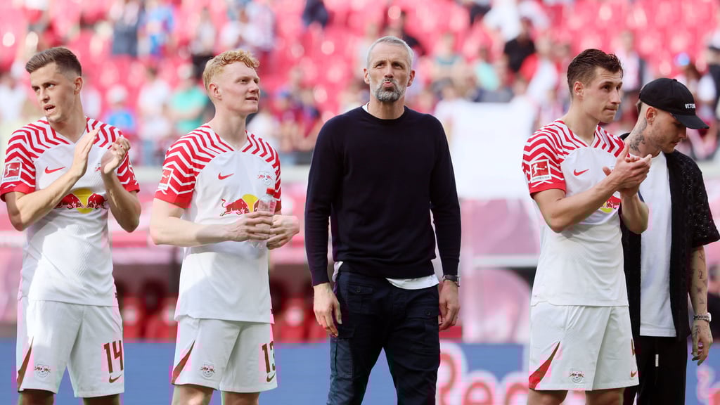 Sind so gut wie für die Europa League qualifiziert: Spieler und Trainer von RB Leipzig