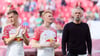 Sind so gut wie für die Europa League qualifiziert: Spieler und Trainer von RB Leipzig