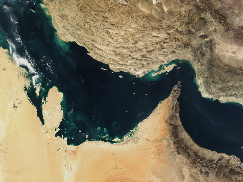 Der Persische Golf, die Straße von Hormus und der Golf von Oman in einer, von der NASA zur Verfügung gestellten, Satellitenaufnahme.