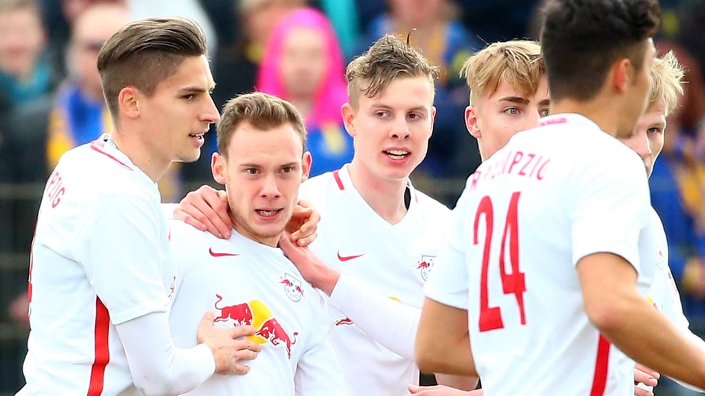 Die U23 von RB Leipzig bei einem Spiel gegen den 1. FC Lok im Jahr 2017.