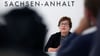 Petra Grimm-Benne (SPD), Sachsen-Anhalts Ministerin für Arbeit, Soziales, Gesundheit und Gleichstellung, spricht auf einer Pressekonferenz.