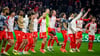 Die Spieler des FC Bayern München jubeln nach dem Sieg gegen den FC Arsenal.