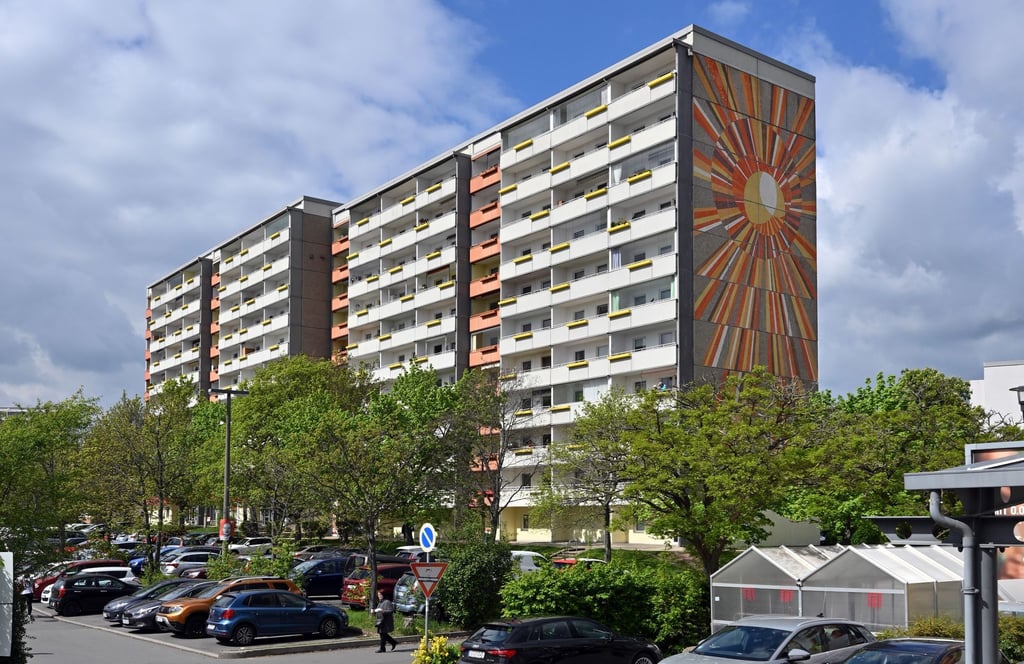 Ein Plattenbau in der Schleizer Straße in Gera Lusan, der mittlerweile unter Denkmalschutz steht.