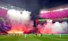 Blick auf die Choreografie von FCM-Fans beim Gastspiel im Olympiastadion gegen Hertha BSC.
