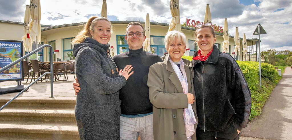 Die Macher von „Unterm Balkon“: Kathi und Andreas Mülder, Heike Huth und Annett Huth-Ibsch (v.l.n.r.) am Kornhaus