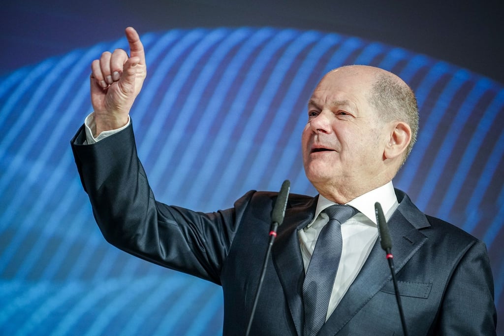 Bundeskanzler Olaf Scholz beim Deutschen Bankentag des Bundesverbands deutscher Banken (BdB).