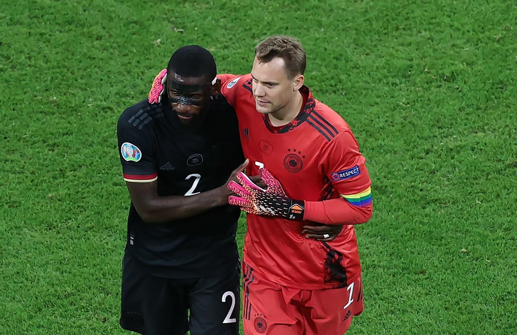 Freuen sich auf Wembley: Antonio Rüdiger und DFB-Kapitän Manuel Neuer.